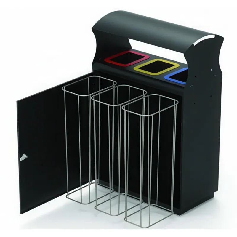 Pattumiera Postazione raccolta differenziata con 3x40 Lt Reparti in Acciaio inox Dimensioni 75x40x h 115 cm -peso 63 kg garanzia 10 anni Medialinternational Offerta Del Giorno