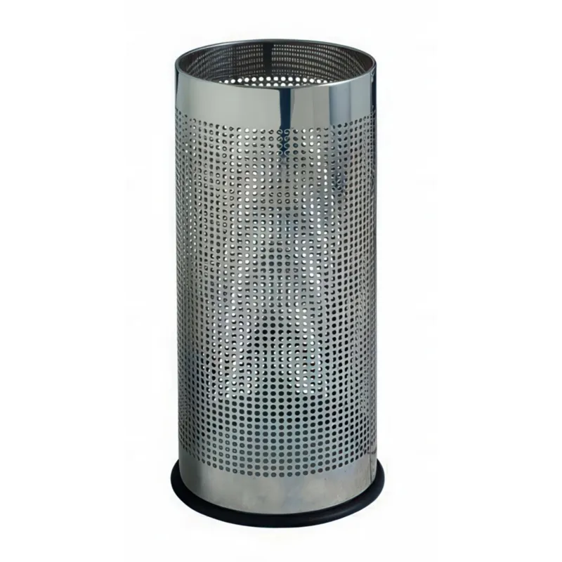 Prezzo Conveniente Portaombrelli in acciaio Forato PLUVIAL inox AISI430 28x28x h 64 cm - PESO 4,5 KG con foro quadrato e vaschetta adatto per esterno colore inox Medialinternational