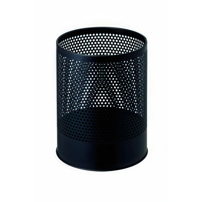 Gettacarte Cestino In Metallo Traforato POIS Diametro 25x h32 cm - L14 in metallo verniciato a polveri epossidiche e acciaio colore nero Medialinternational Solo Oggi