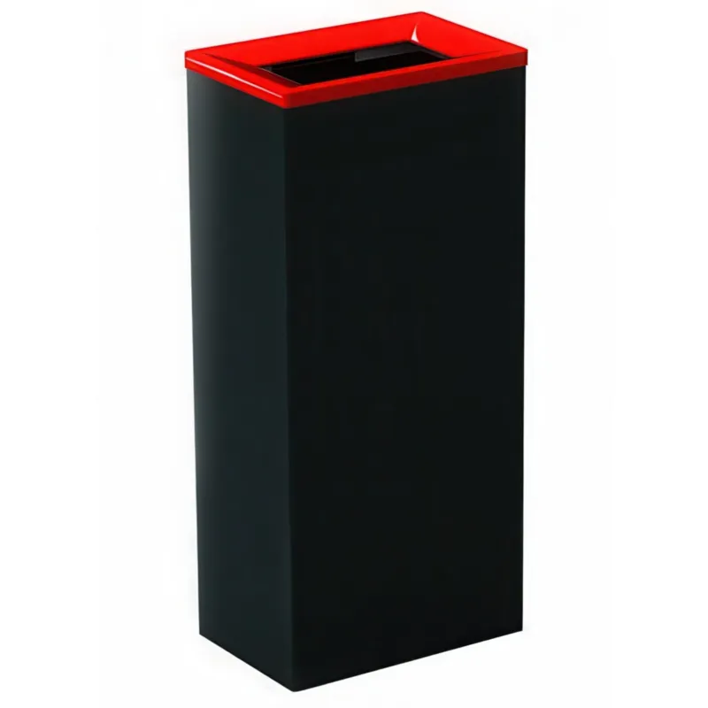Gettacarte in acciaio inox Dimensioni 24x36xh 76 cm - L 60 contenitore mono-flusso antiscivolo, forma MInimalista colore nero-Rosso Medialinternational Esclusivo