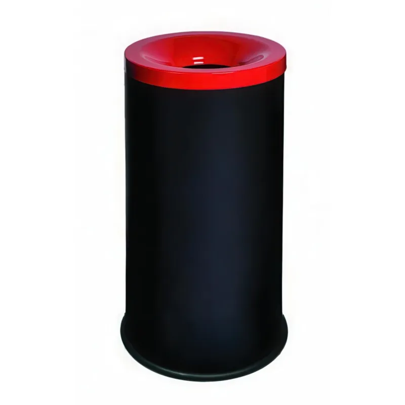 Pagamento Sicuro Gettacarte in acciaio inox Diametro 41x41xh 78 cm - L 90 in testa soffocante x evitare la propagazione del Fuoco Base in gomma antiscivolo, colore nero Rosso Medialinternational