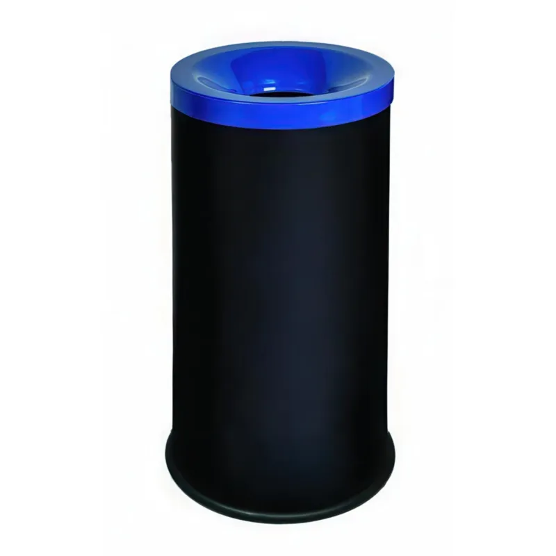 Professionale Gettacarte in acciaio inox Diametro 41x41xh 78 cm - L 90 in testa soffocante x evitare la propagazione del Fuoco Base in gomma antiscivolo, colore nero blu Medialinternational