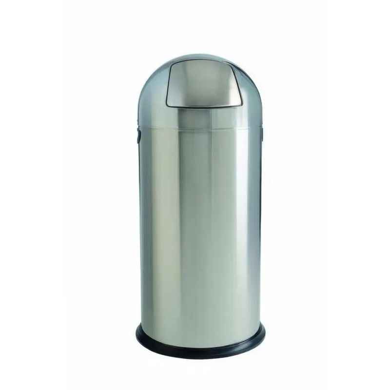 Professionale Pattumiera Gettacarta PUSH Octopush EXTRA diametro 44x44xx h93 cm - 60 Lt con sportello basculante in acciaio inox Medialinternational