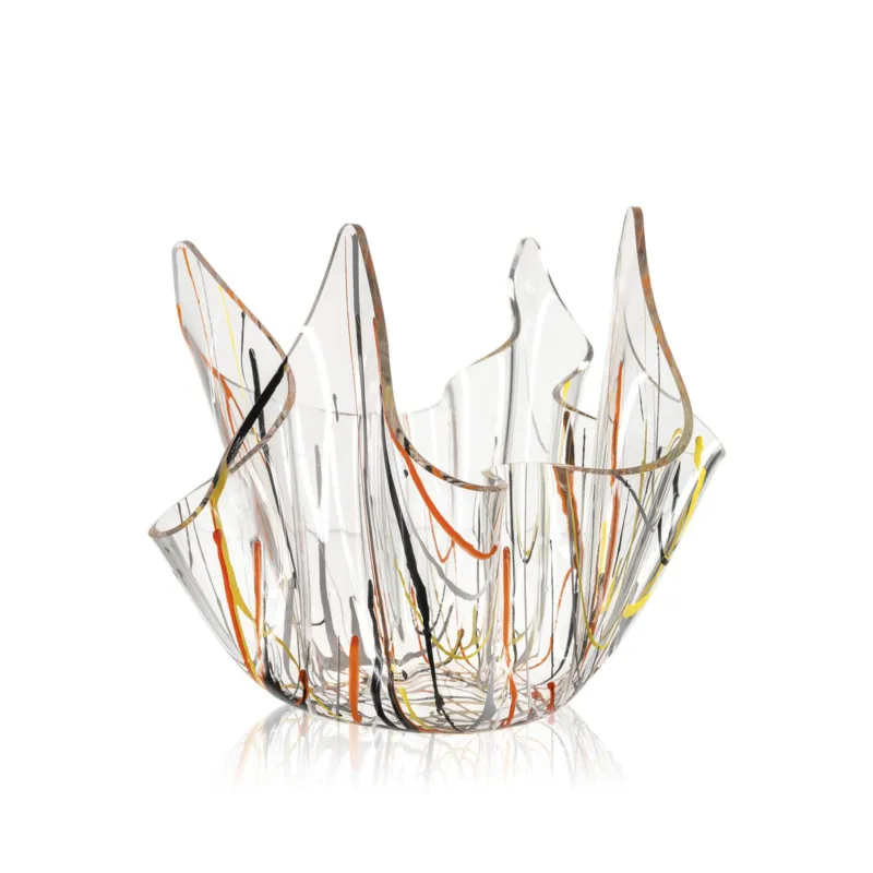 Vaso, Centrotavola, Forma Iconica in Plexiglass SLIM Linea Drappeggi D‘AUTORE Dimensioni 22x21x h 21 cm - 0,5 kg Colore Multicolor IPlex Design Economico