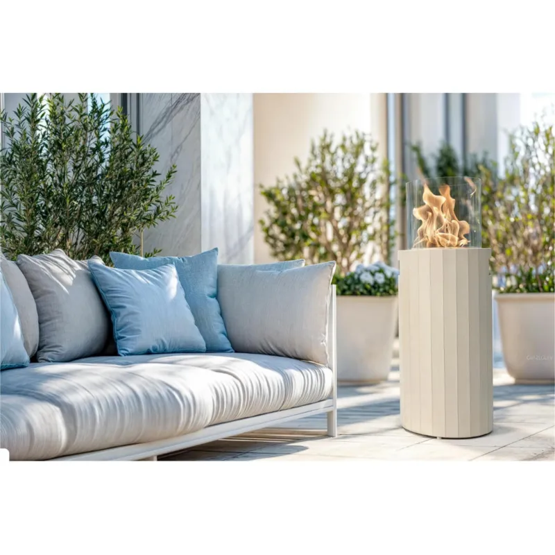 Promo Stagionale Camino a gas da esterno PLANIKA BINO - Riscaldatore portatile da giardino - Pro - Dimensioni Ø 30 cm x h60 cm peso 11 kg Fino a 8 kW - Alimentato a GPL - Tempo di Combustione 55 Ore colore Grigio Planika