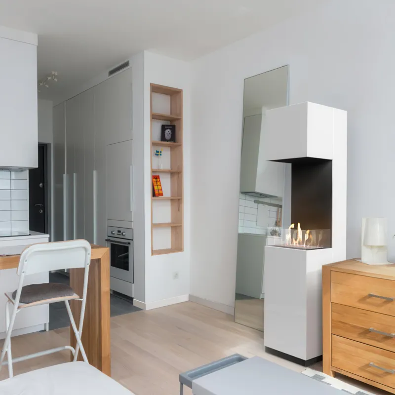 Camino Bioetanolo da Terra SIERRA TÜV Bianco con Vetro - Altezza 170 cm, Dimensioni 40.8x40.5x170 cm, Acciaio e MDF KRATKI Compra Adesso
