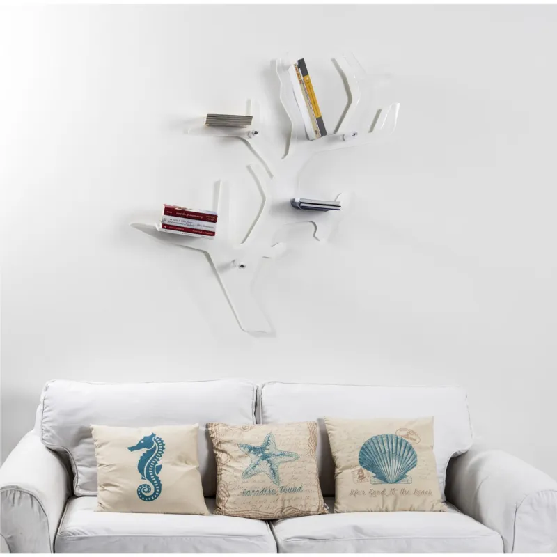 Libreria da parete in Plexiglass tagliato al laser KORAL Dimensioni 110x20x h110 cm Portata max 15 kg colore Bianco IPlex Design Non Perdere