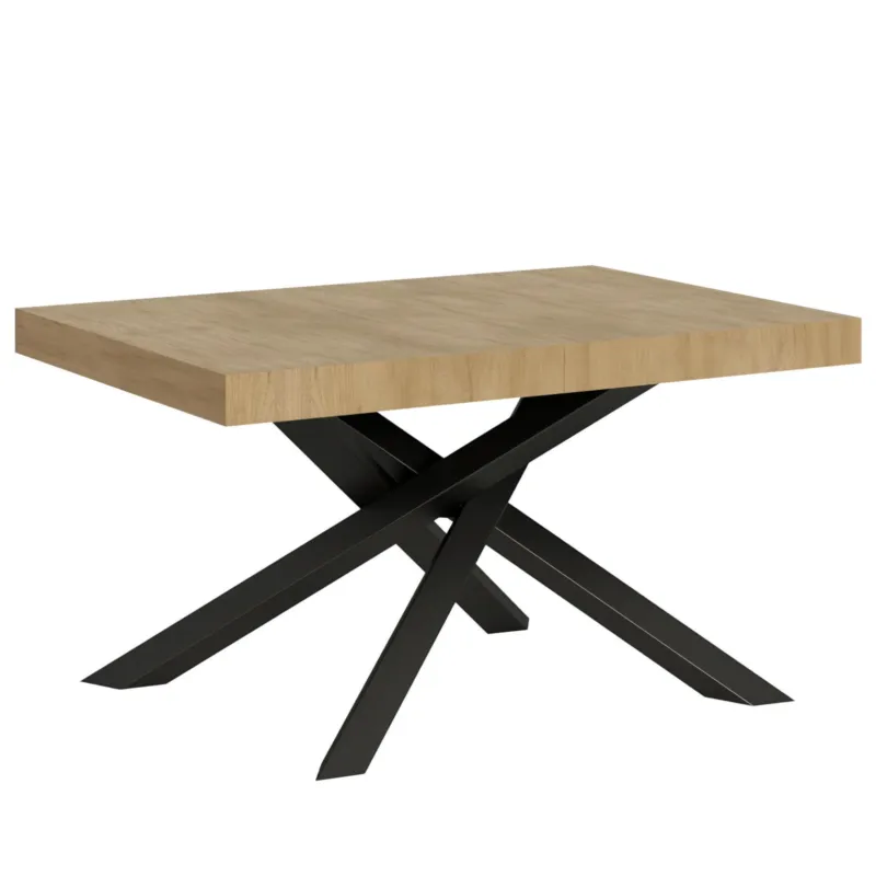Tavolo Allungabile con 2 allunghe VOLANTIS 90x130xh77 cm estensibile fino a 224 cm Allunghe da 52 cm, gambe in Ferro verniciate Antracite piano colore Quercia Natura Itamoby Super Prezzo