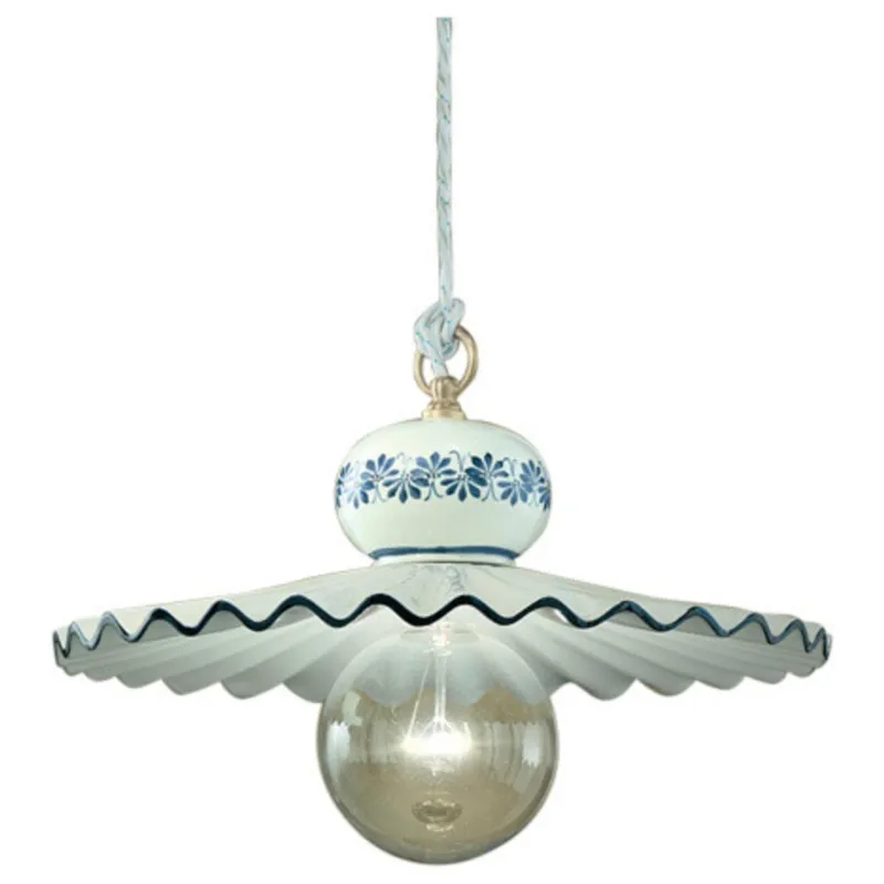 Lampada a sospensione GRANDE in ceramica stile rustico decorata a mano Roma Diametro ∅ 41 cm -1 x max 75W E27 Ceramica, Metallo Ferroluce Miglior Prezzo