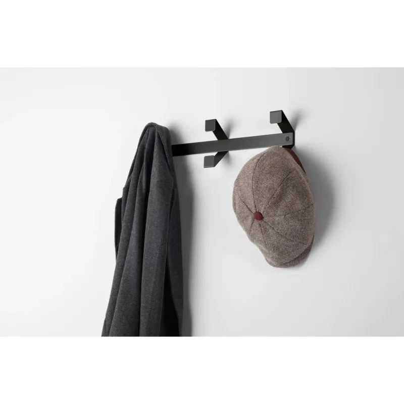 Appendiabiti da parete 3 posti semplice e colorato SAM, Dimensioni 45x5xh 12 cm Si portata max 5Kg metallo da attaccare a muro colore Grigio ombra RAL 7022 D-segno Home Office Prezzo Scontato