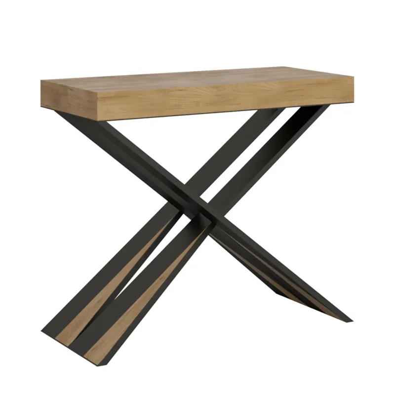 A Buon Prezzo Consolle Allungabile Fino a 300 CM DIAGO Dimensioni 90x40xh77 cm estensibile CON 5 Allunghe da 52 cm Colore Quercia naturale Itamoby