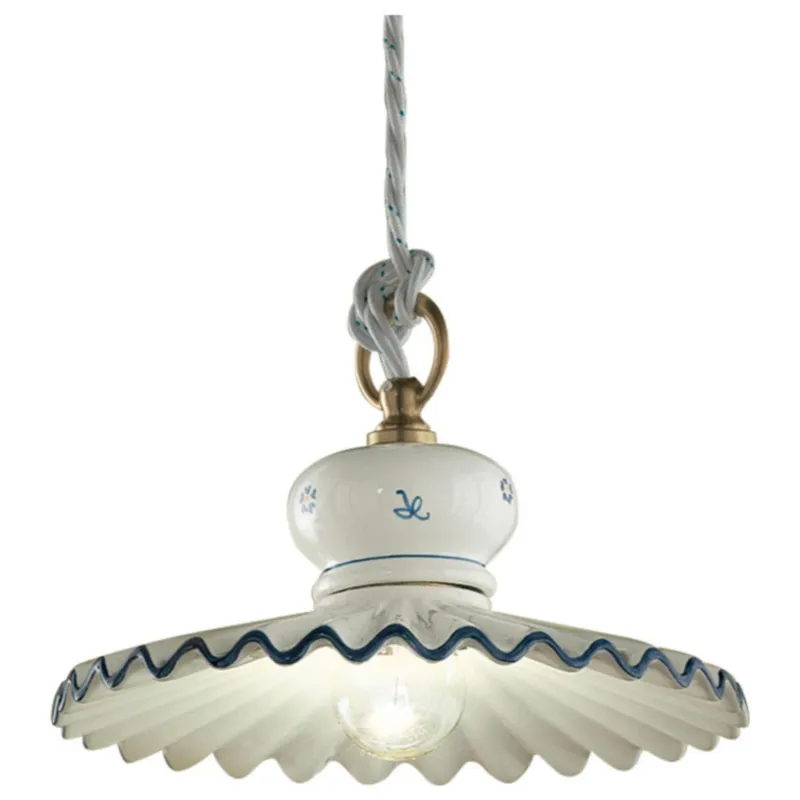 Acquista Ora Lampada a sospensione piccola in ceramica stile rustico decorata a mano Roma Diametro ∅ 23 cm -1 x max 75W E27 Ceramica, Metallo Ferroluce