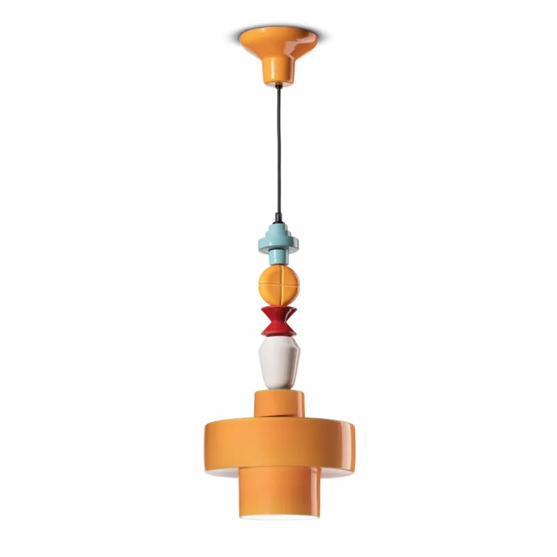 Compra Oggi Stesso Lampada a sospensione catena multicolore di geometrie Collezione LARIAT Diametro ∅ 28x h 60 cm -1 x max 53W E27 interno COLORE Giallo Ferroluce