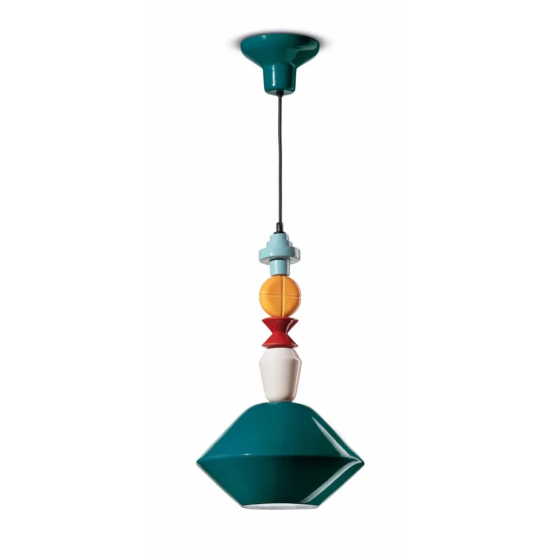Professionale Lampada a sospensione C2511-GIA Collezione LARIAT Diametro ∅ 31x h 56 cm -1 x max 53W E27 interno COLORE VERDE Ferroluce