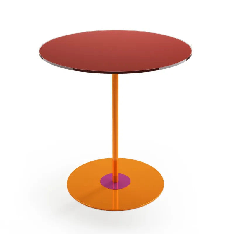 Tavolinetto, tavolo caffè piccolo Struttura in metallo Piano In vetro Dimensioni 46xh44 cm colore Rosso Maconi srl Prezzo Di Fabbrica
