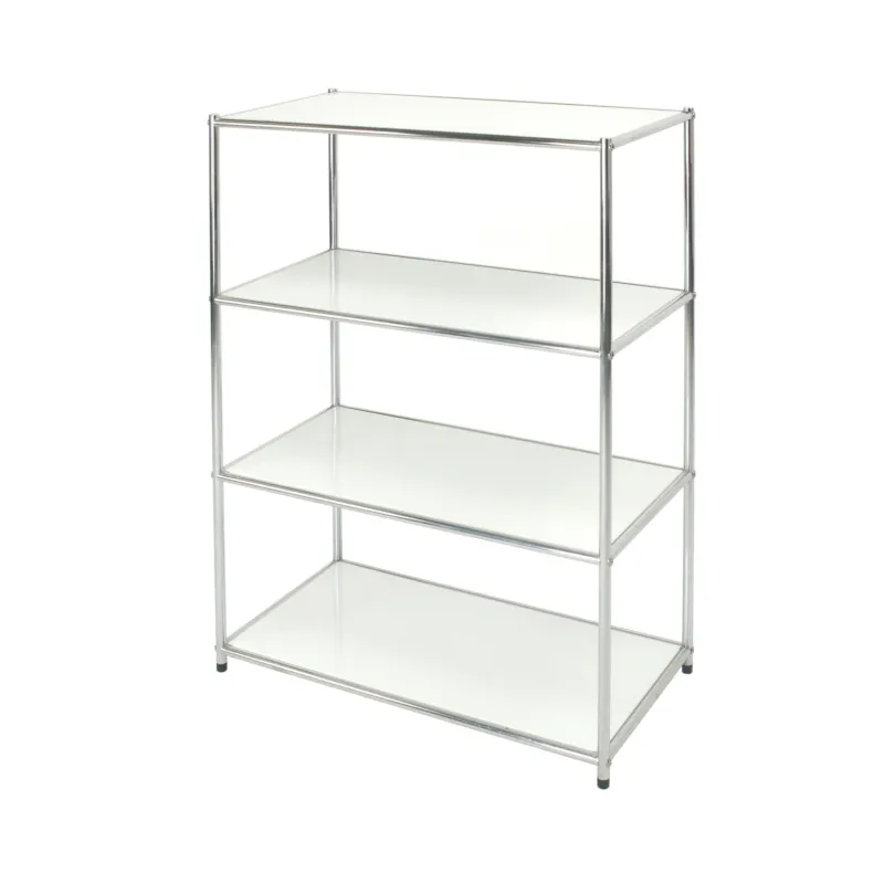 Compra Oggi Stesso Libreria cromata 4 ripiani colore Bianco Easy 40x80xh120 cm montaggio facile piedini regolabili Archimede System