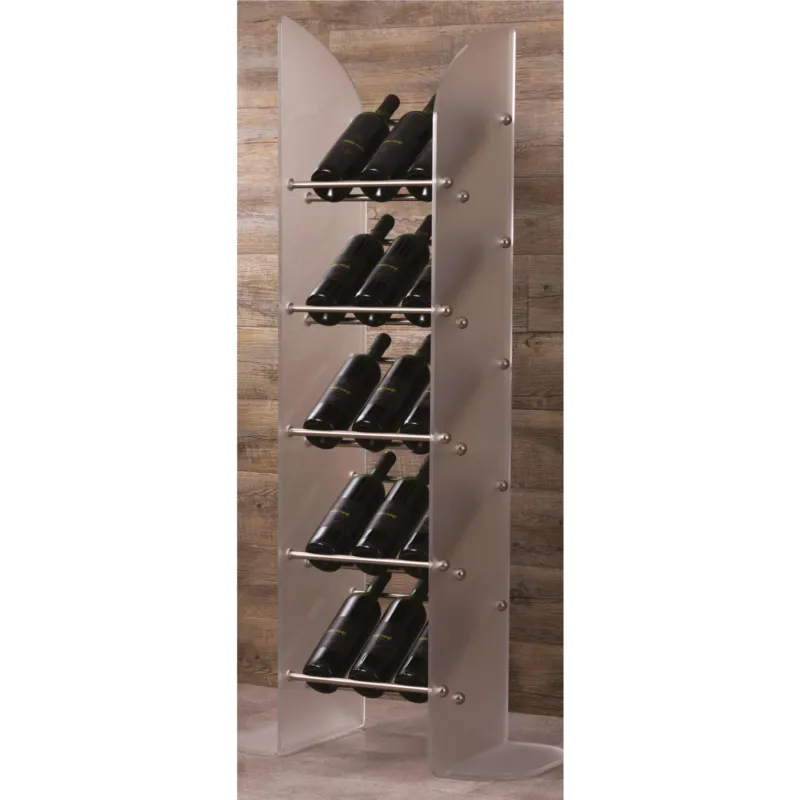 Espositore Porta bottiglia in Plexiglass TOWER 3 31x30xh 130 cm - spessore 5 mm capacità 15 bottiglie ø max 8,2 cm in plexiglass Satinato Erreenne srl Promozione Esclusiva