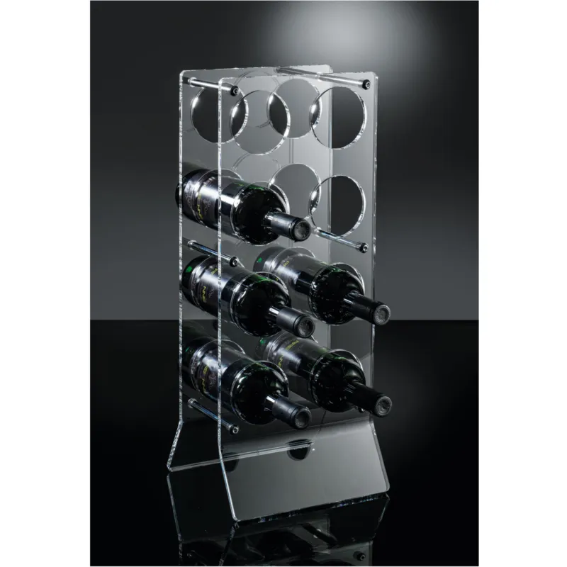 Reso Gratuito Espositore Porta bottiglia in Plexiglass TOWER 4 23x22xh 56 cm - spessore 8 mm capacità 8 bottiglie ø max 8,2 cm in plexiglass TRASPARENTE Erreenne srl