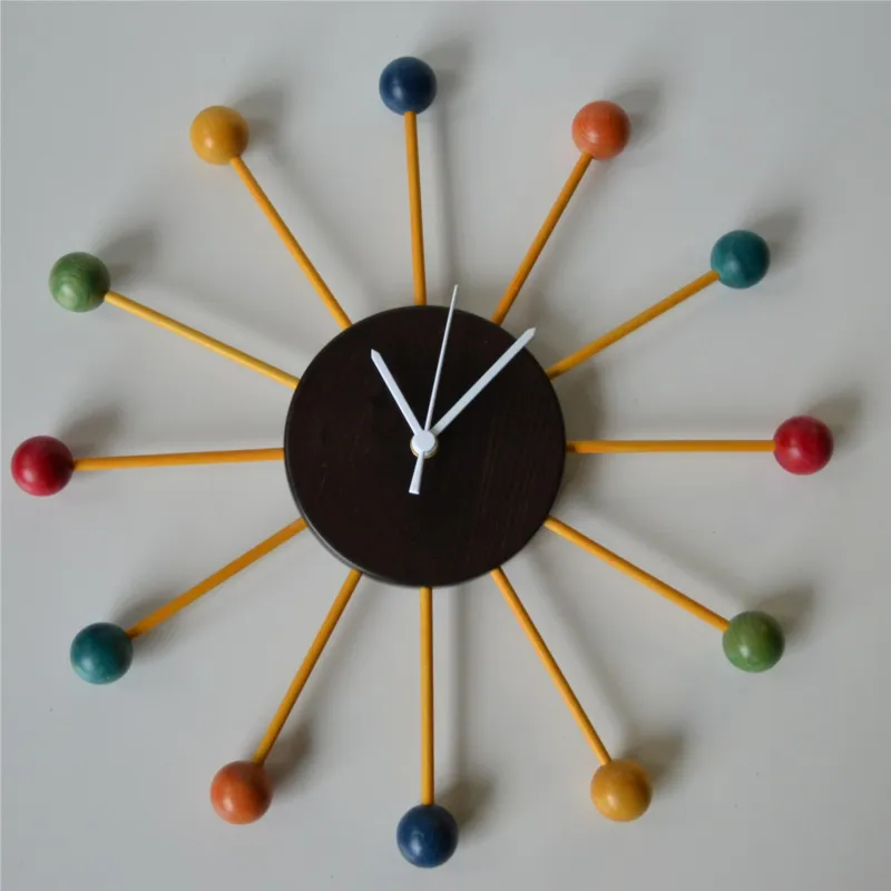 Subito Disponibile Orologio da parete BALL CLOCK in legno di tiglio 42x42cm ogni raggio uguale ad un Ora Wenghè Multicolor Manzoni Pietro