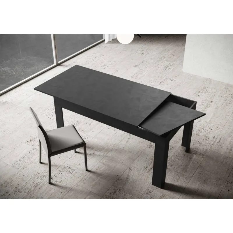 Prezzo Scontato Tavolo Allungabile Piano Antracite Spatolato BIBI 90x120xh77 cm estensibile fino a 180 cm tutto in legno di Frassino colore antracite spatolato Itamoby