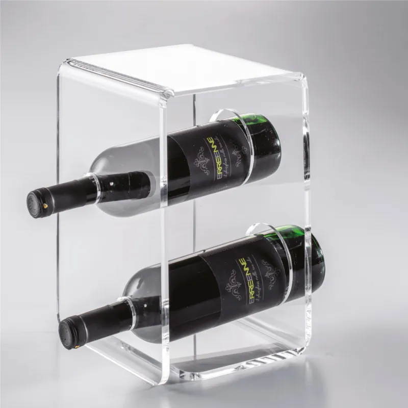 Promozione Espositore Porta bottiglia in Plexiglass TWO 17x20xh 34 cm - spessore 8 mm capacità 2 bottiglie ø max 8,2 cm in plexiglass trasparente Erreenne srl