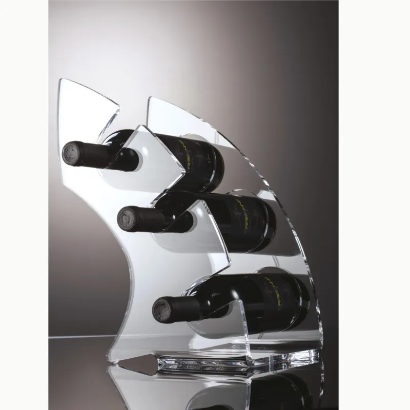 Prezzo Di Fabbrica Espositore Porta bottiglia in Plexiglass CURVY 1 20x25xh 34 cm - spessore 8 mm capacità 3 bottiglie ø max 8,2 cm in plexiglass trasparente Erreenne srl