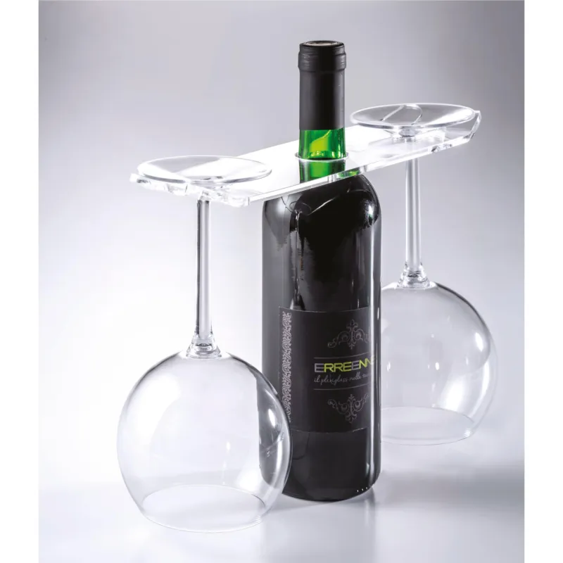 Occasione Porta bottiglia in Plexiglass per Bottiglie e due Ballon 8x29xh 2 cm - spessore 4 mm curvato verso l‘alto x la tenuta dei bicchieri in plexiglass trasparente Erreenne srl