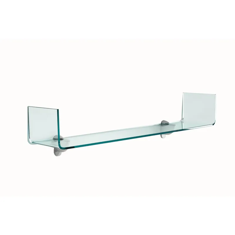 Mensola sagomata in vetro Curvato AD U trasparente da 8 mm Dimensioni 90x20xh 15 cm - Peso Max 5,80 completa di supporti in alluminio reggi mensola inclusi Vetro Curvato Offerta Del Giorno