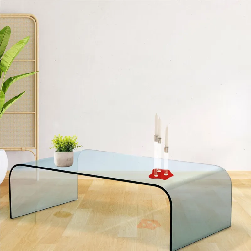 Compra Online Tavolinetto da Salotto in Vetro curvato PONTE 130 Big 129x68xh38 cm spessore 12 mm trasparente Vetro Curvato