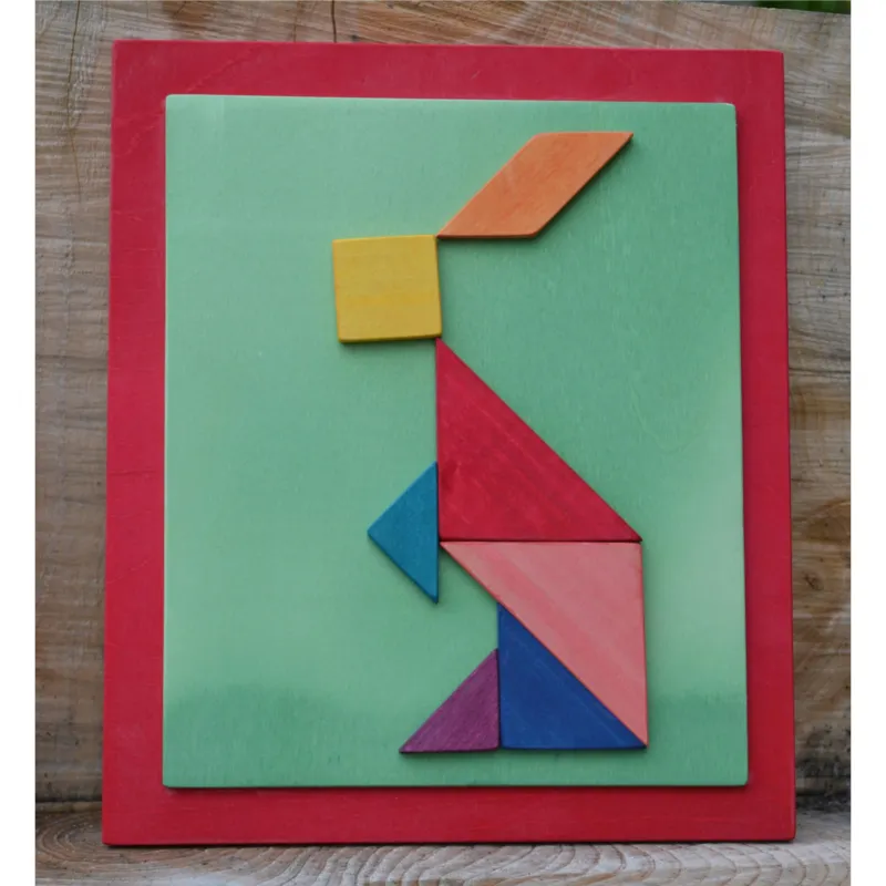 A Buon Prezzo Quadro Tangram coniglio Destro 24x28x1,6 cm orizzontale pannello in legno colore Rosso i pezzi sono attaccati ed incollati con 7 pezzi del Tangram si possono fare infinite figure Manzoni Pietro