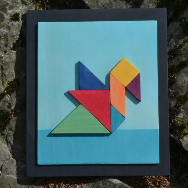 A Buon Prezzo Quadro Tangram Cigno 24x28x1,6 cm orizzontale pannello in legno colore blu i pezzi sono attaccati ed incollati con 7 pezzi del Tangram si possono fare infinite figure Manzoni Pietro