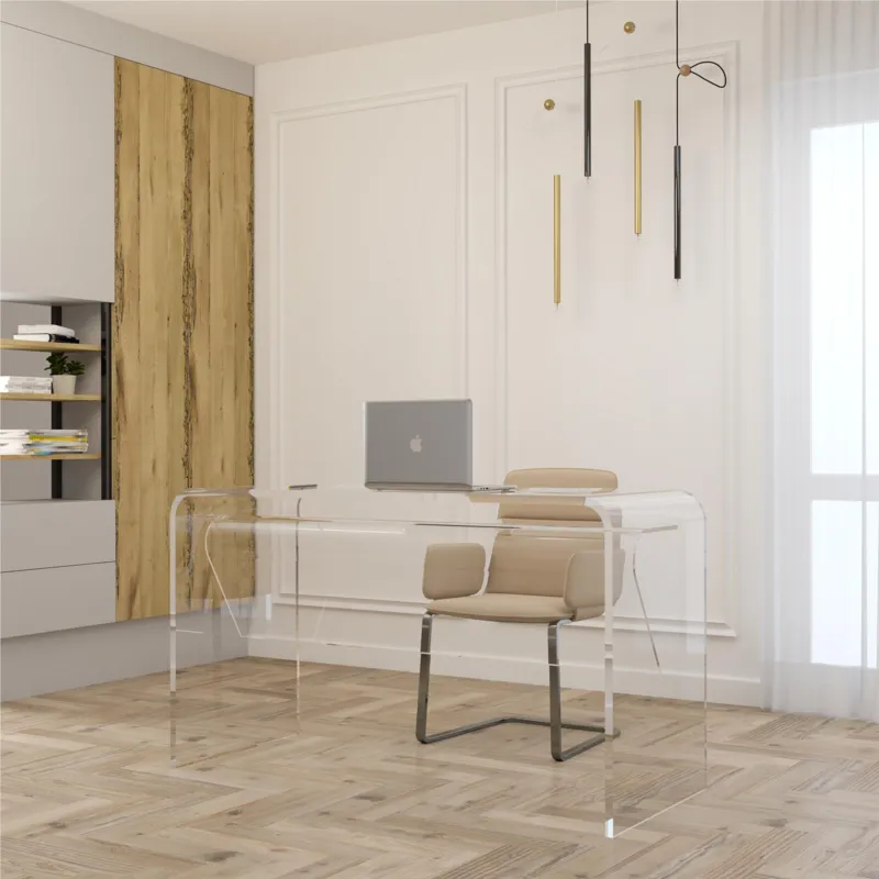 Prezzo Scontato Scrivania Porta Computer SMALL desk 10 mm 120x60xh72 cm c in cristallo acrilico con ripiano a doppio spessore 20 mm trasparente Vesta