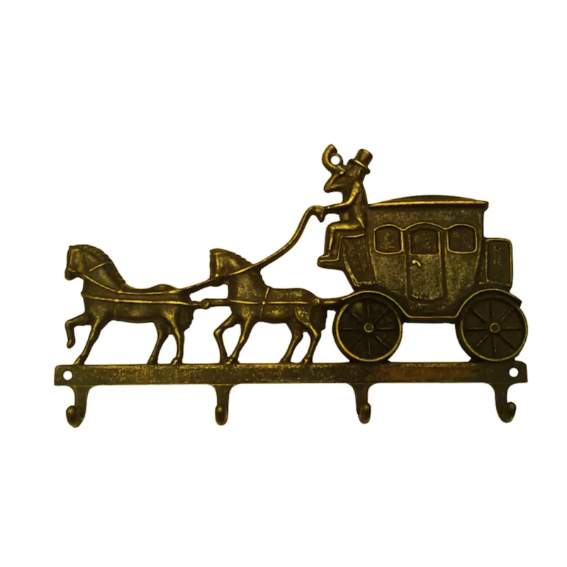 Professionale Appendichiavi , Porta chiavi da muro Carrozza , 4 posti dimensioni 29xh12cm, peso 0,900 kg ottone brunito Sessa Ferro Battuto