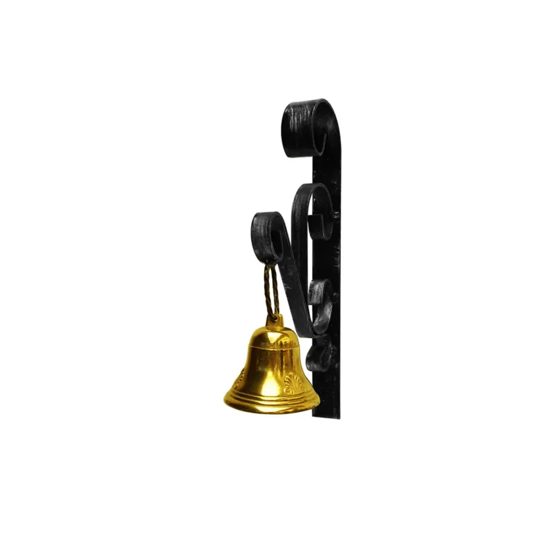 Offerta Lampo Campana Ferro da Porta Ottone Massiccio disegno inciso a Mano misura 8x30 cm peso 2,2 kg colore Brunito Sessa Ferro Battuto