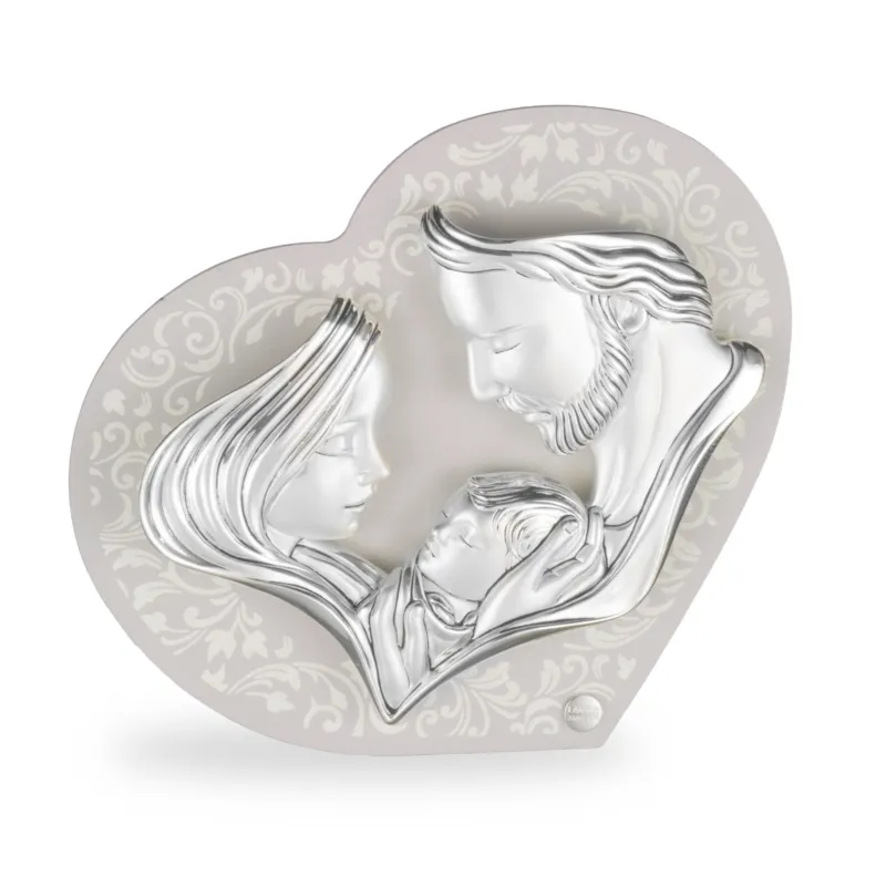 Affare Sacra famiglia Bicolore in resina Argento Medio 23,5x20 cm immagine da appoggio o appesa per bomboniera ,battesimo cresima, matrimonio regalo Fantin Argenti