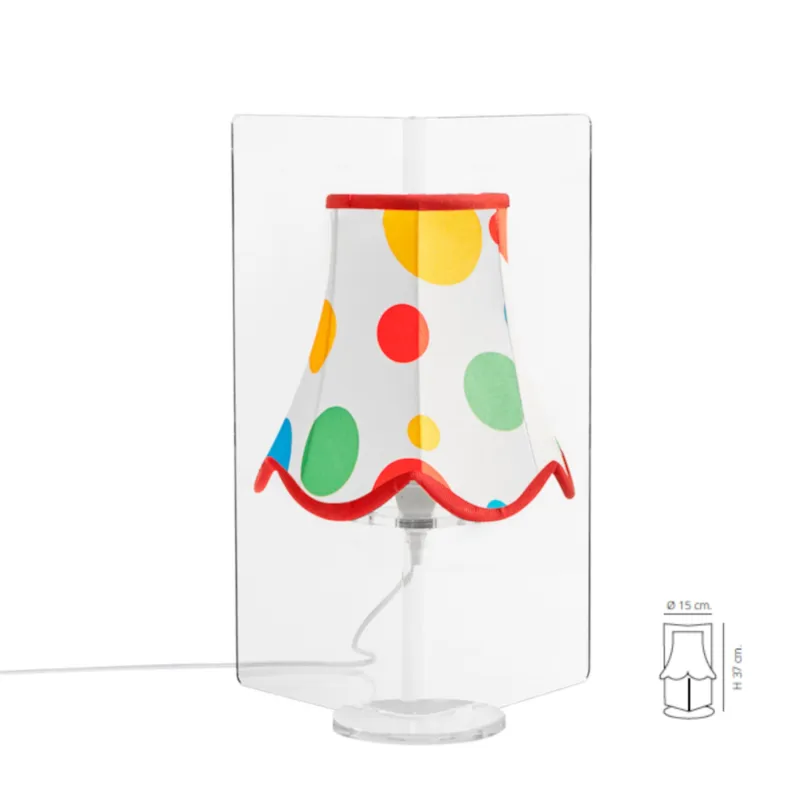 Acquista Ora Abat Jour Con paralume in cotone STELLA Ø 15xh37 cm con paralume fantasia pois Multicolor Emporium