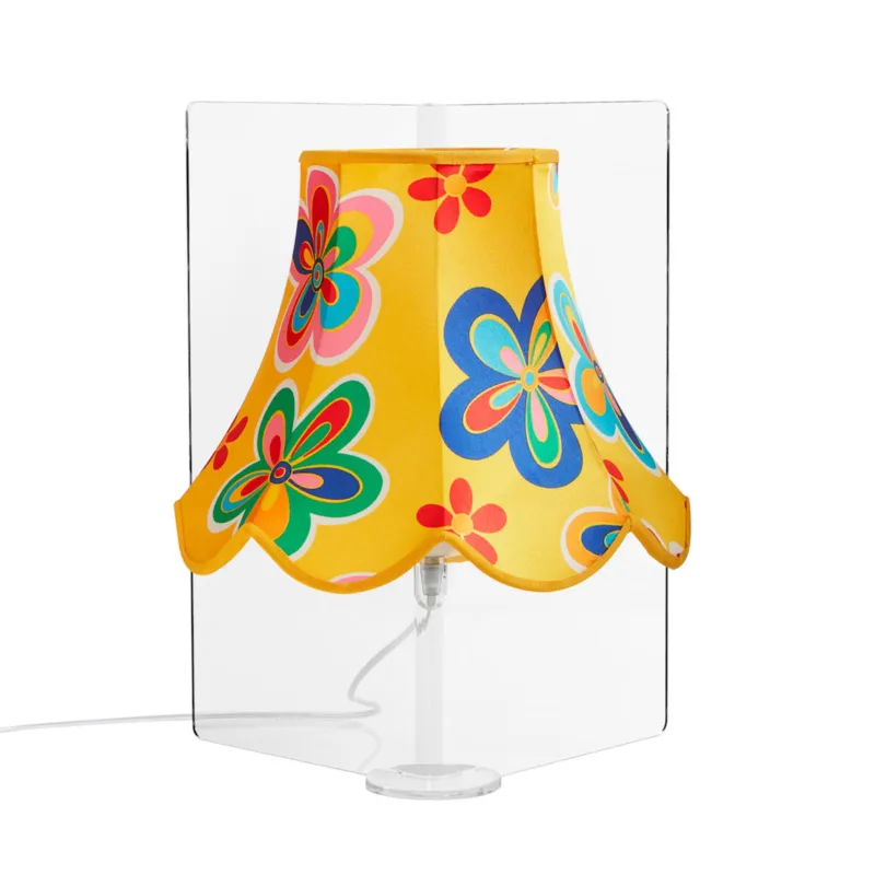Lampada da tavolo Con paralume in cotone STELLA Ø 30xh50 cm con paralume fantasia giallo fiori Emporium Nuovo Arrivo