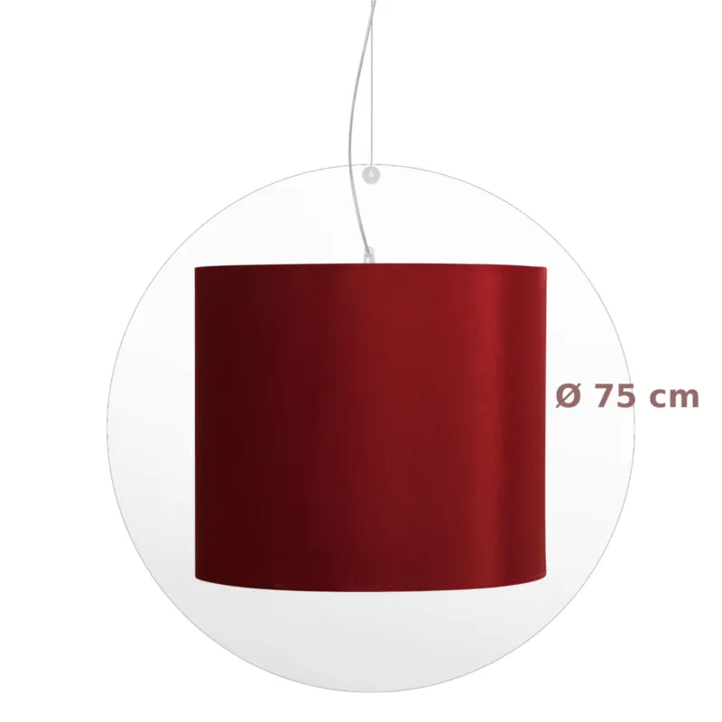 Lampadario a sospensione SURY in cristallo acrilico Diametro 75xh55 cm -2 x 40W Max paralume in cotone colore bordeaux Emporium Promozione Esclusiva