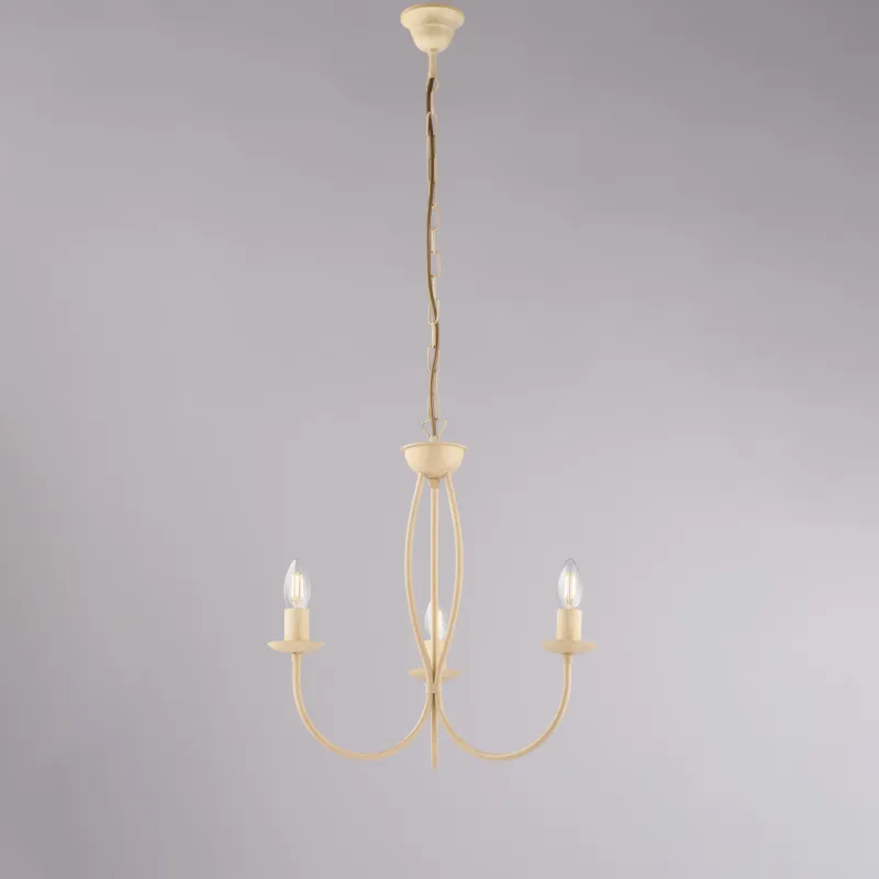 Lampadario Botte in ferro laccato avorio con decorazione decapè 3 luci , altezza 50 Cm, Cavo allungabile fino a 110 Cm, larghezza 45 Cm Be Light Bestseller