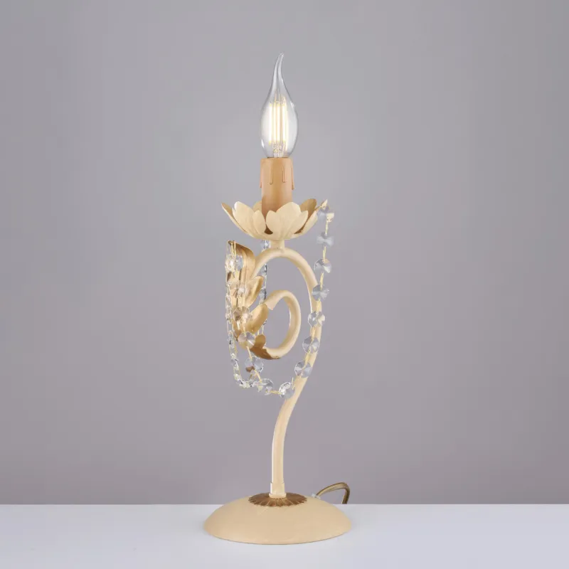 Spedizione Espresso Lumetto Damasco in ferro laccato avorio con decorazione decapè e rifiniture oro con strass in cristallo 1 luce , altezza 39 Cm, larghezza 16 Cm Be Light