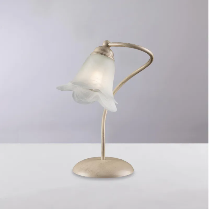 Direttamente Dal Produttore Lumetto Abat Jour In Ferro laccato Avorio ALICE Dimensioni 25x25xh31 cm- peso 1,9 kg decorazione oro chiaro e vetro alabastro bianco 1 luce Be Light