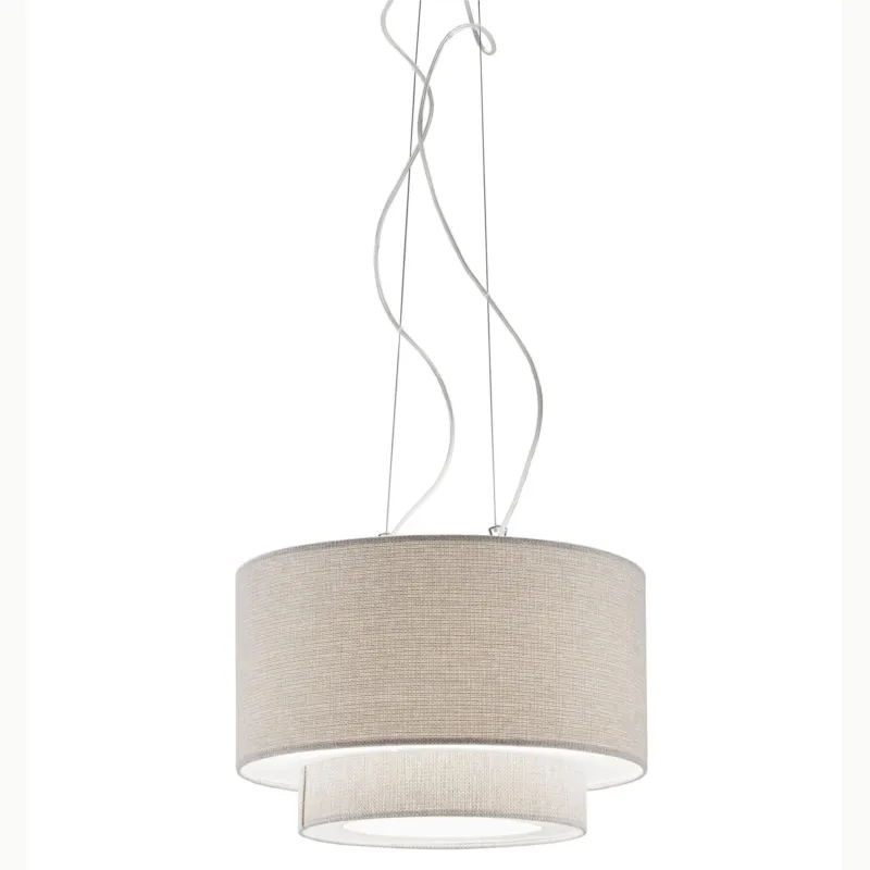 Occasione Imperdibile Lampadario a sospensione con Tessuto Chiaro MORFEO SMALL Ø50xh36cm- peso 2,15 kg Supporto in Metallo Sospensione Artempo Italia