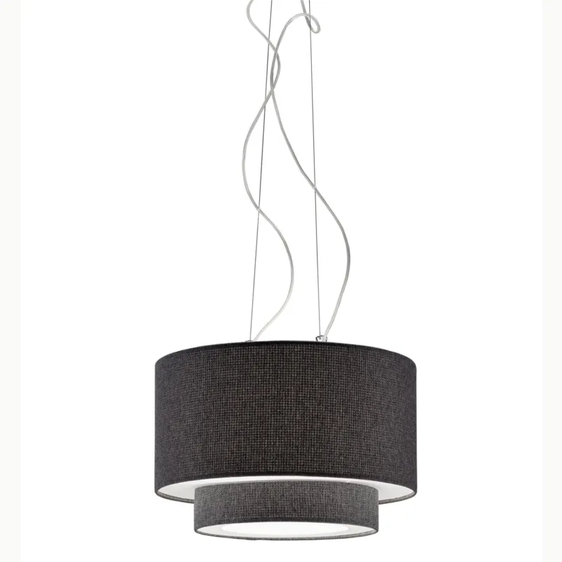 Offerta Limitata Lampadario a sospensione con Tessuto Grigio Chiaro MORFEO SMALL Ø50xh36cm- peso 2,15 kg Supporto in Metallo Sospensione Artempo Italia