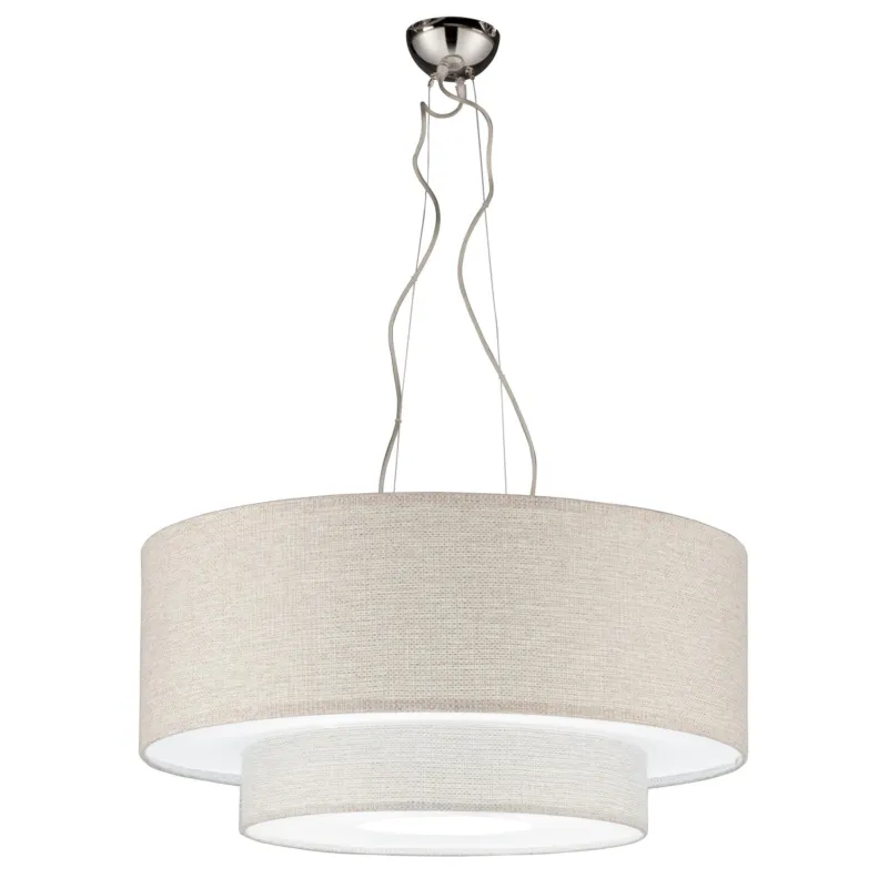 Promo Stagionale Lampadario a sospensione con Tessuto Chiaro MORFEO BIG Ø60xh28cm- peso 2,65 kg Supporto in Metallo Sospensione Artempo Italia