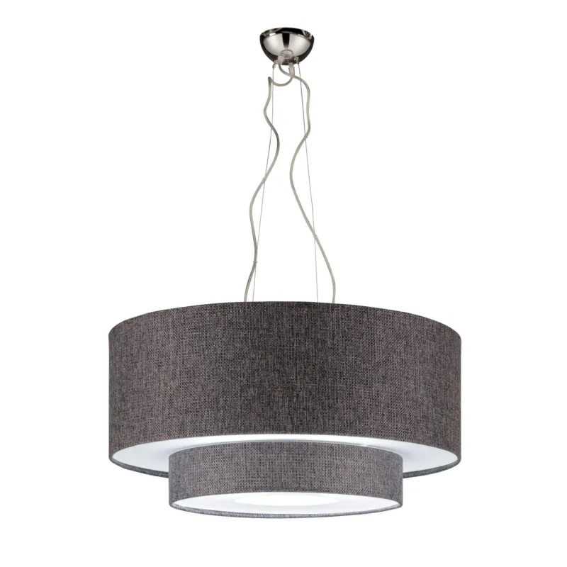 Nuovo Arrivo Lampadario a sospensione con Tessuto Grigio Chiaro MORFEO BIG Ø60xh28cm- peso 2,65 kg Supporto in Metallo Sospensione Artempo Italia
