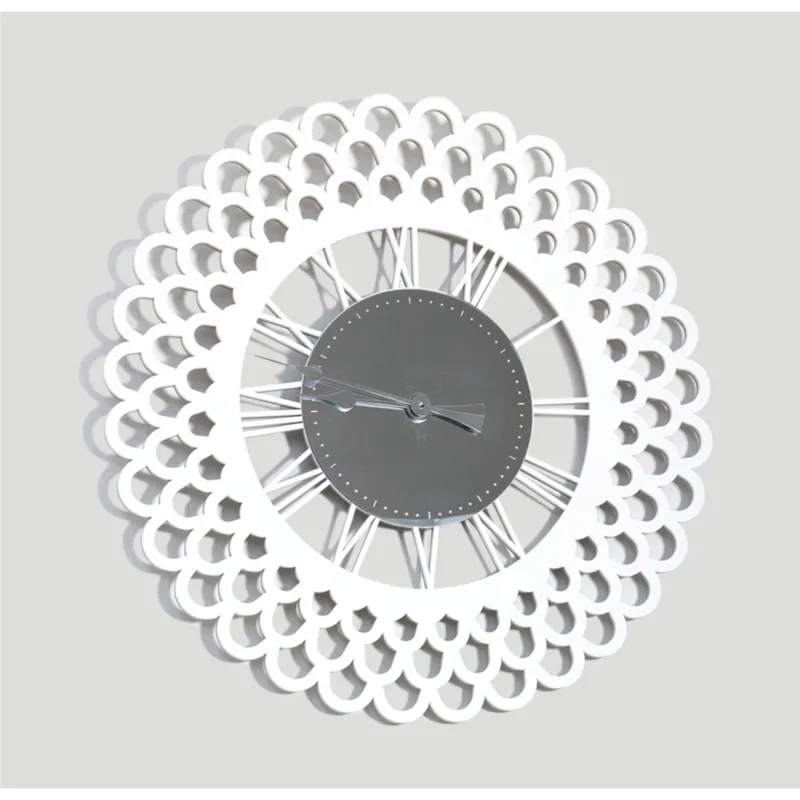 Occasione Imperdibile Orologio da parete rotondo il legno GARDENIA Diametro 75x5 cm Orologio in legno tagliato a laser Bianco decoro specchio I Dettagli