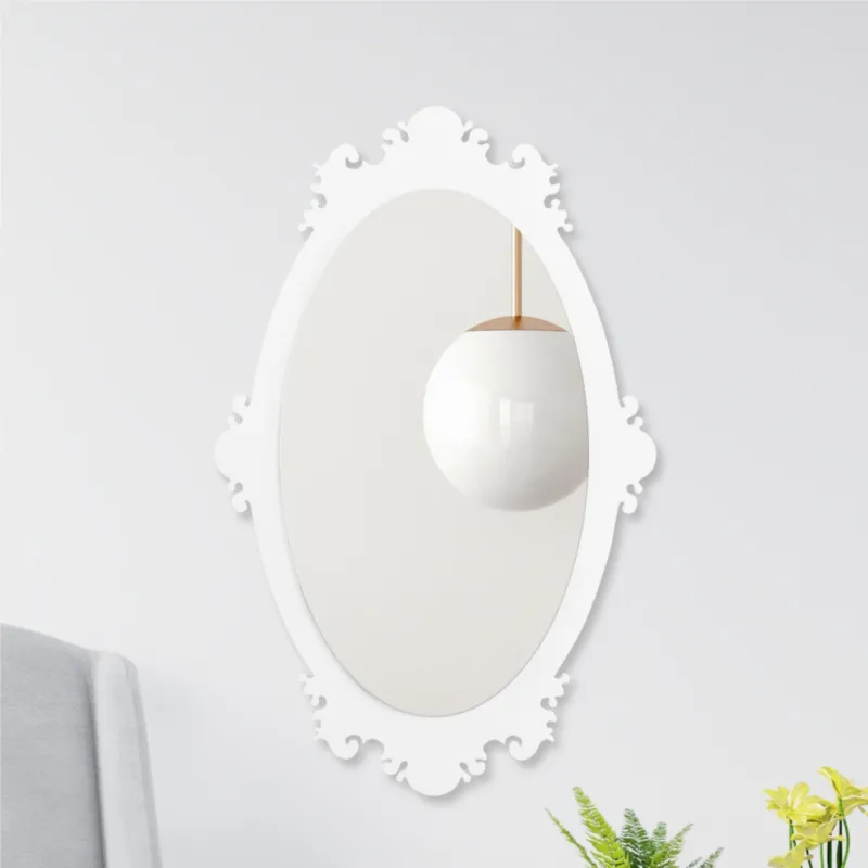 Bestseller Specchiera da parete Ovale Retrò in legno tagliato al laser 84x54xh 6 cm cornice colore Cornice bianco I Dettagli