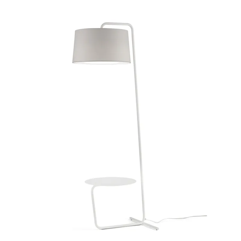Offerta Speciale Lampada piantana da TERRA Tavolino Struttura in acciaio verniciato NOMAD Dimensioni 60x45xh 88 cm - 10,5 kG Paralume in tessuto bianco ø 50 x h 27 cm Artempo Italia