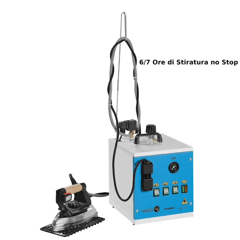 Prezzo Conveniente Stirella da Tavolo Saturnino MAXI con ferro da stiro professionale, capacità Litri 5,10 - 5-7 Ore 25x29xh40 h cm 2500 W di stiratura valvola regolabile. doppia valvola di sicurezza Battistella