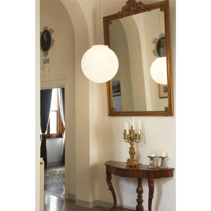 Sospensione in polimero di metacrilato Palla dimensioni Grande a due Lampade Ø 60xh60 cm colore filo 1,6 mt bianco laccato Emporium Bestseller